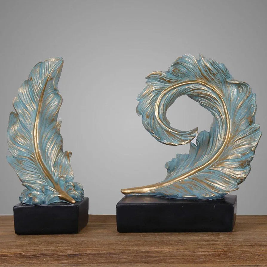 Feather Elegance Decorative Sculpture – Artistic Home Ornament