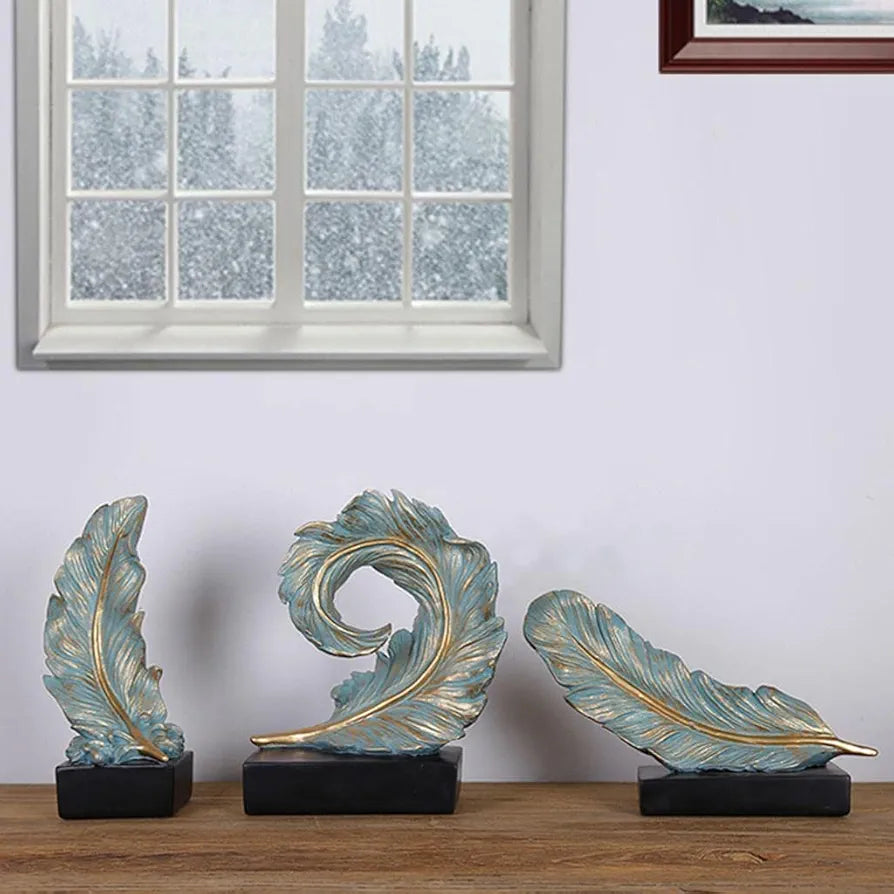 Feather Elegance Decorative Sculpture – Artistic Home Ornament