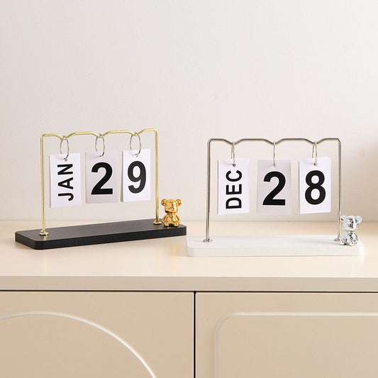 Metallic Bear Perpetual Desk Calendar